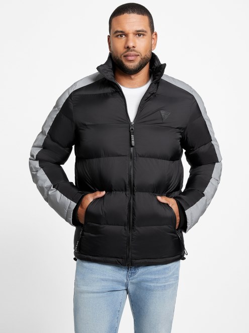 Chaqueta Acolchada Con Bloques De Color Multi Eco Martin En Negro Azabache Guess