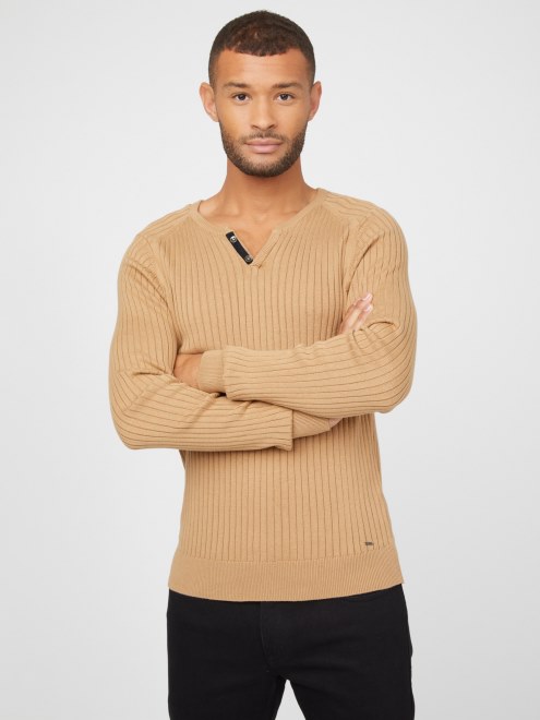 Camiseta De Suéter Con Aberturas Guess Sean Color Topo Tostado