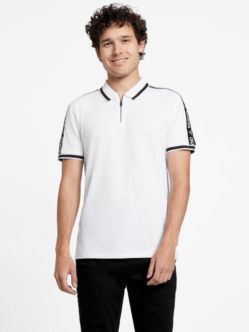Guess Polo Blanco Puro Eco Jon Con Cremallera