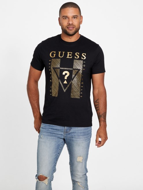 Guess Camiseta De Cuello Redondo Con Logo Kwes En Negro Azabache