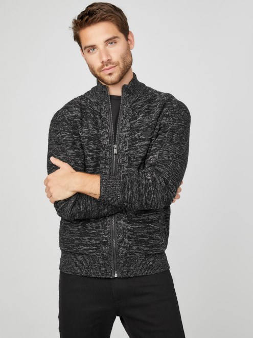 Guess Jersey Negro Azabache Multicolor Con Cuello Alto