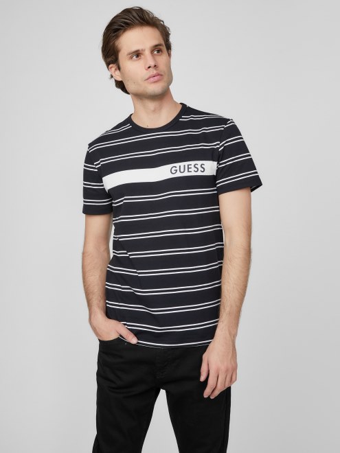Guess Camiseta De Rayas Peter Negro Azabache