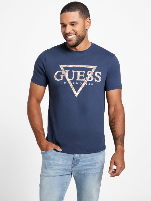 Camiseta Con Logo Eco Rinker Guess Seda Azul