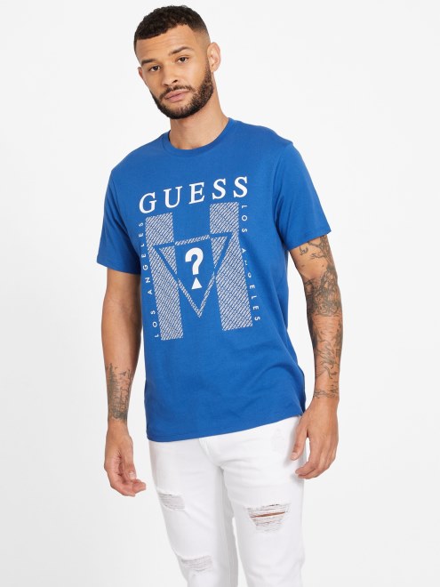 Camiseta Con Cuello Redondo Y Logo De Kwes Azul Maya Guess