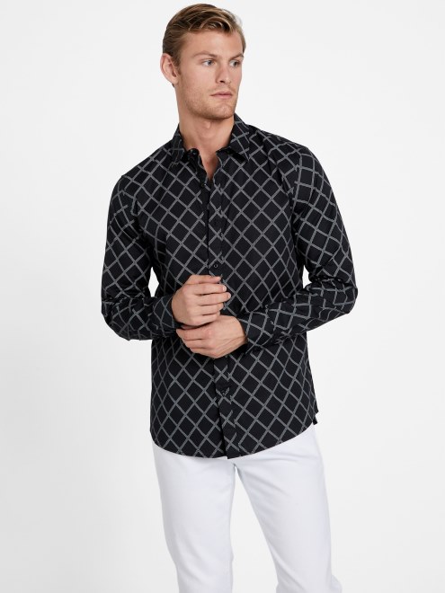 Camisa Geometrica Lancel Negro Azabache Adivinar