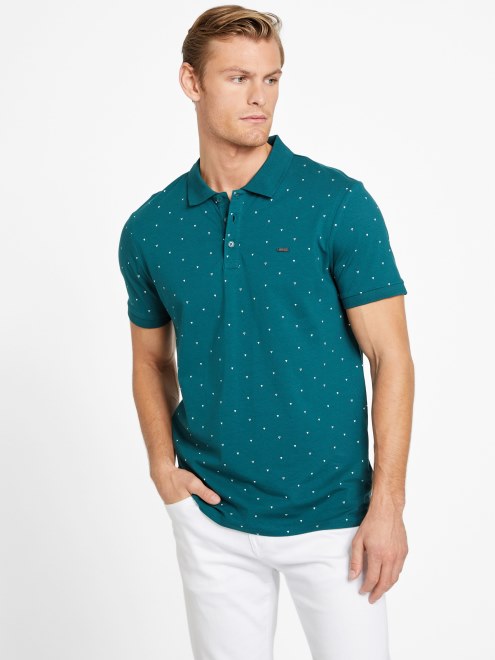 Polo Geométrico Guess Regal Verde Azulado Eco Dev
