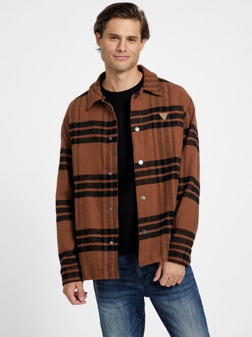 Guess Chaqueta De Camisa A Cuadros Multicolor Garlan Marron