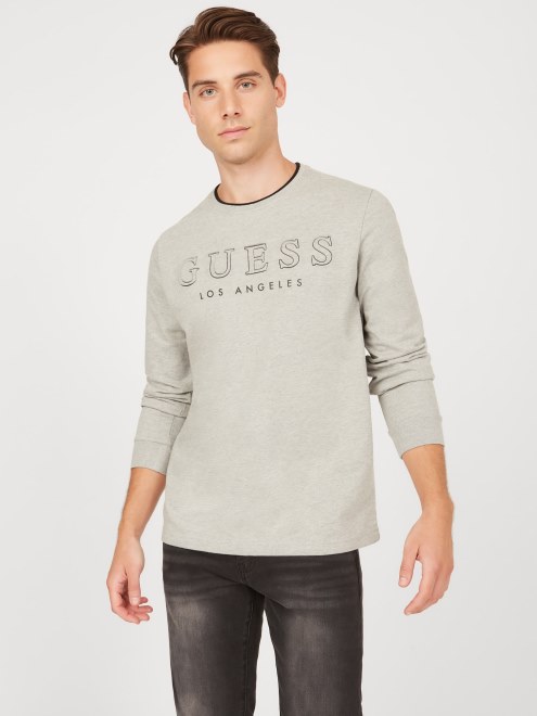 Camiseta De Manga Larga Con Logo De Guess Kalico Gris Jaspeado Claro