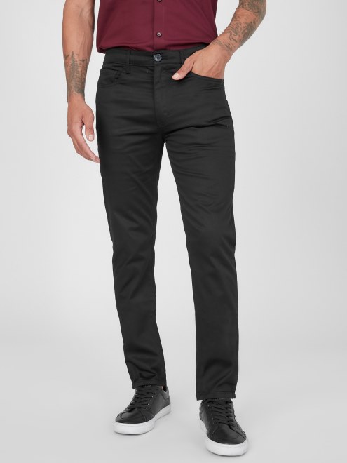 Guess Jet Black Ledger Pantalones De Satén
