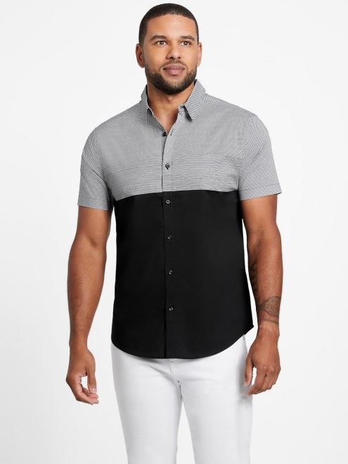 Camisa Con Bloques De Color Ferradis En Negro Azabache De Guess