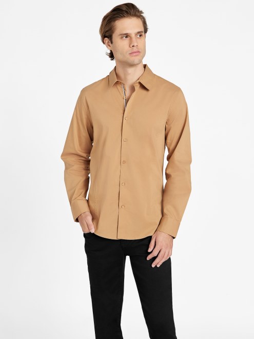 Camisa De Popelina Guess Marrón Topacio Damon