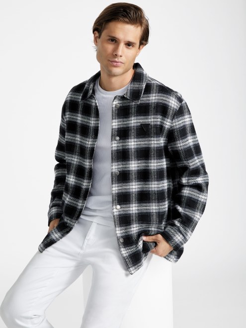 Negro Azabache Multi Guess Garlan Chaqueta De Camisa A Cuadros