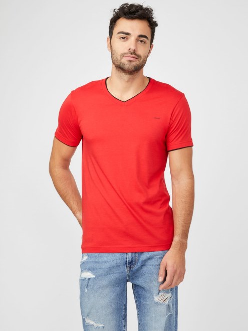Camiseta Con Cuello En V Rojo Caliente Supongo Armin