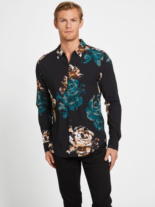 Guess Camisa Floral Lannister Negro Azabache