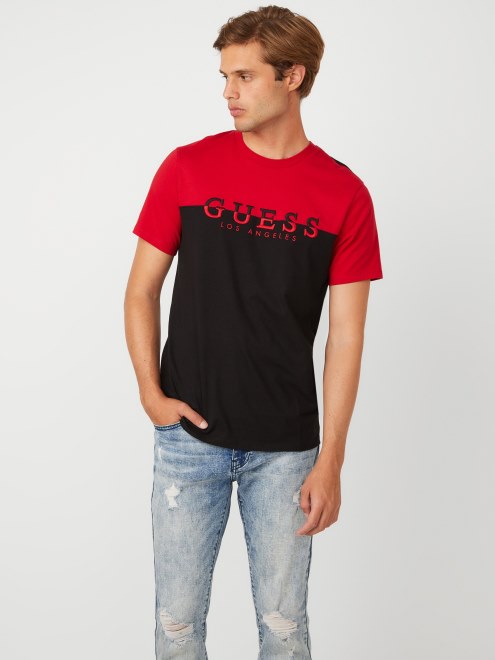 Camiseta Con Logo De Bloque De Color De Davion Varsity Red Guess