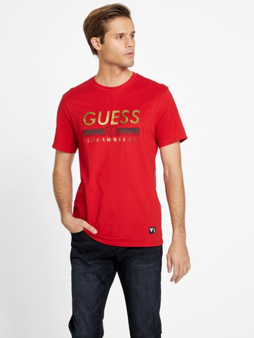 Camiseta De Cuello Redondo Guess Varsity Red Eco Koda