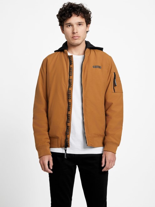 Chaqueta Con Capucha Saul Taupe Tostado Guess