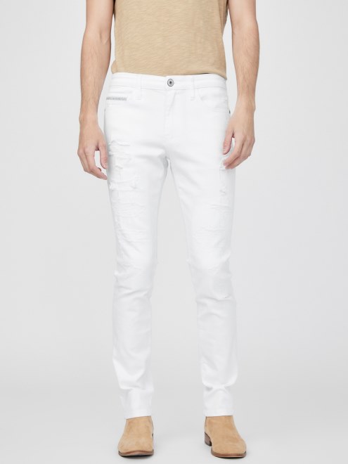 Barton Jeans Desgastados Blancos Blanco Destruir Lavado Adivinar
