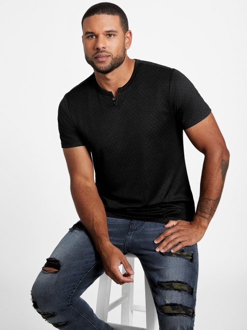 Camiseta Guess Waken Jacquard Negro Azabache