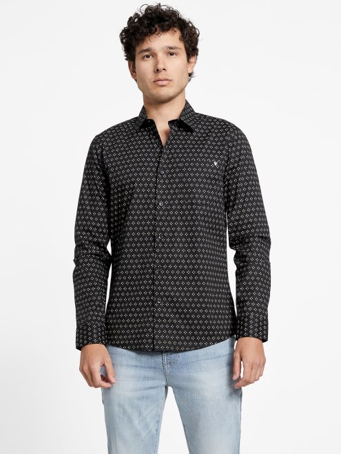 Camisa Con Bolsillo En Negro Azabache De Guess Tully Geo