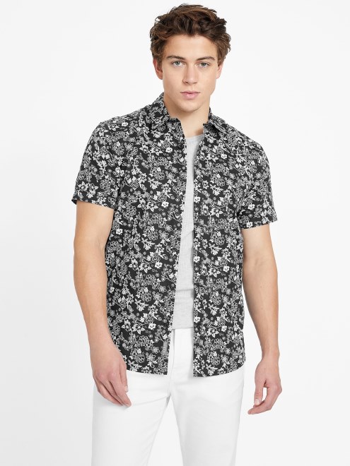 Camisa Floral Guess Jora Negro Azabache
