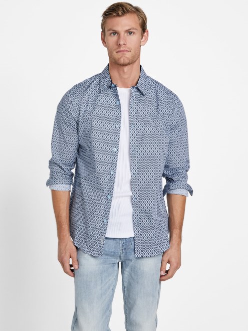 Notable Azul Aries Mosaico Camisa Adivinar