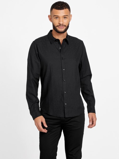 Camisa Guess Busio Jacquard Negro Azabache