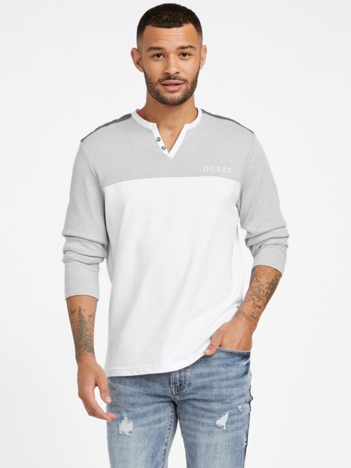 Camiseta De Manga Larga Con Cuello En V De Guess Pure White Harman