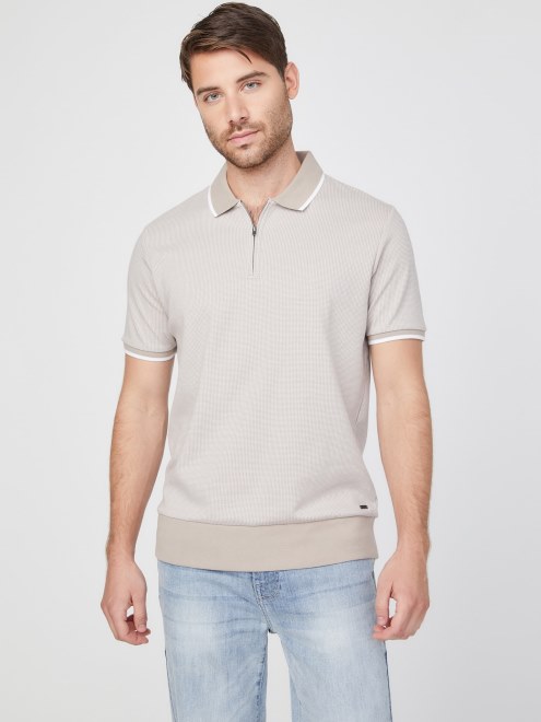 Johnny Polo Guess De Terciopelo Gris Pardo Con Múltiples Sabuesos Y Cremallera De Un Cuarto