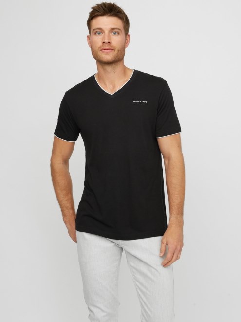 Guess Armin Camiseta Con Cuello En V Negro Azabache