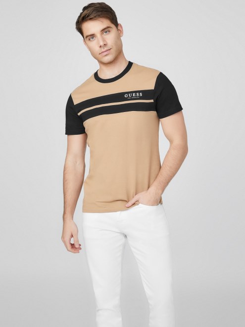 Camiseta Thom Color Block Con Logo Supongo Tostado Topo