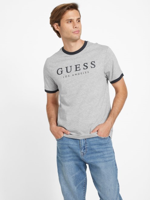 Camiseta Con Cuello Redondo Y Logo De Guess Kirk Gris Melange Claro
