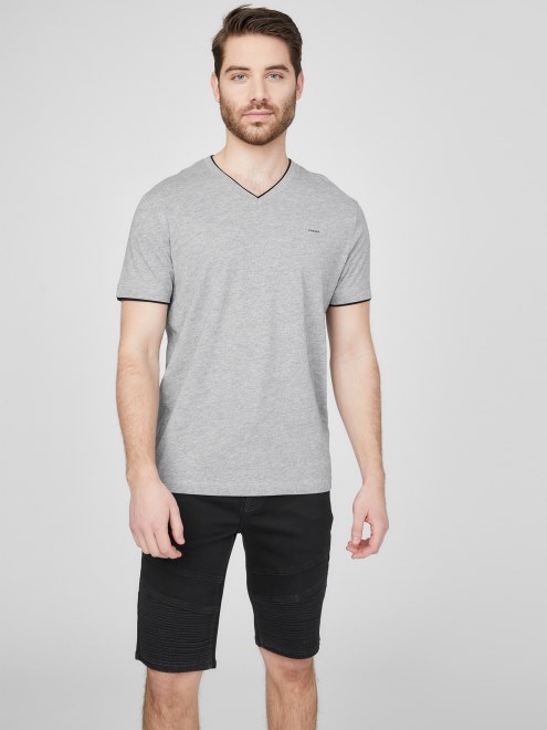 Armin Camiseta Jaspeada Con Cuello En V Gris Jaspeado Claro Supongo