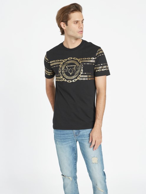 Camiseta Guess Bowman Metalizada Negro Azabache