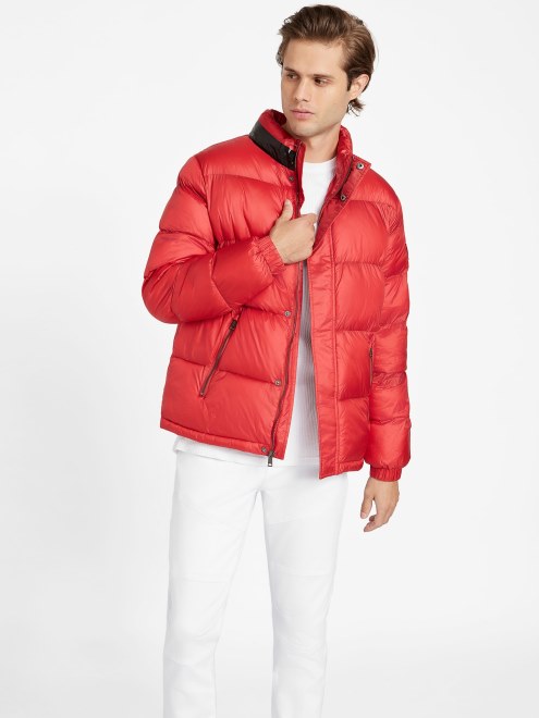 Chaqueta Acolchada Con Bloques De Color Eco Angelus Rugby Rojo Guess