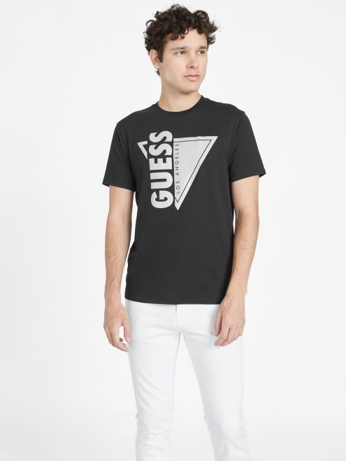 Camiseta De Cuello Redondo Con Logo Reflectante Jasso En Negro Azabache De Guess