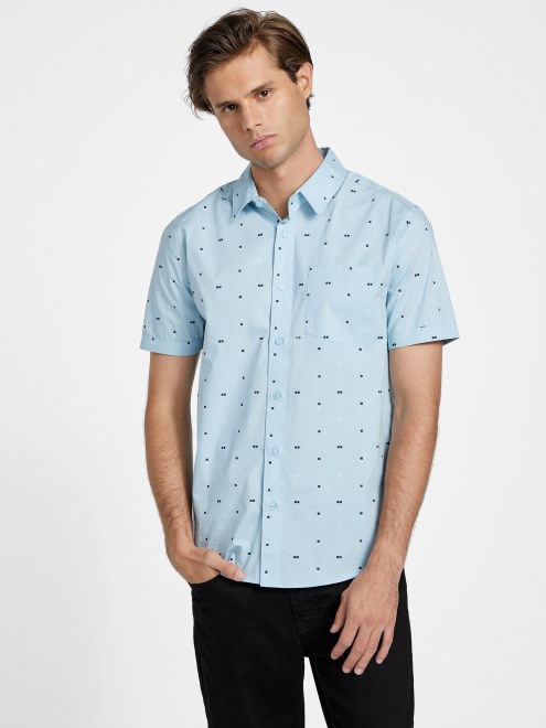 Dusan Camisa Estampado Geométrico Caprichoso Azul Adivinar