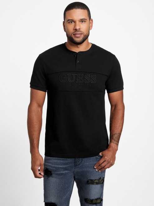 Camiseta Henley Otis Eco Guess Negro Azabache