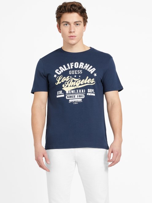 Camiseta De Cuello Redondo Guess Eco Varto Azul Ennegrecido