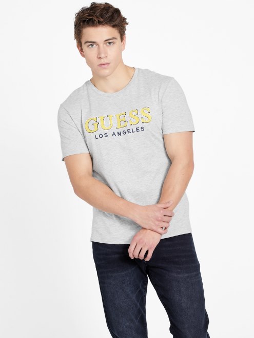 Camiseta Guess Eco Spont Cuello Redondo Gris Jaspeado Claro