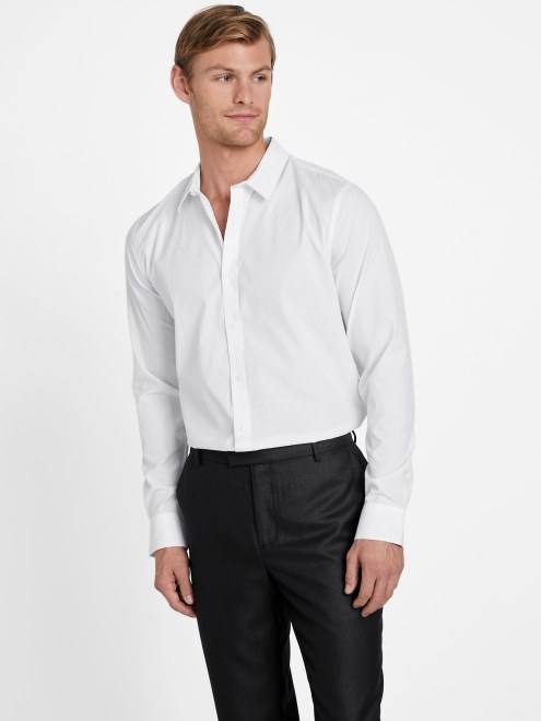 Camisa Con Textura De Greyjoy En Blanco Puro De Guess