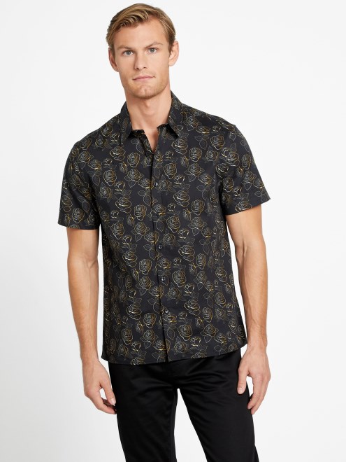 Camisa De Papel Metalizado Guess Samwell Negro Azabache