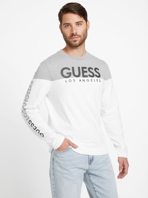 Camiseta De Manga Larga Con Bloques De Color Guess Eco Zioin Blanco Puro