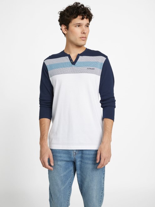 Camiseta De Manga Larga Con Bloques De Color Lennox Seda Azul Multi Guess