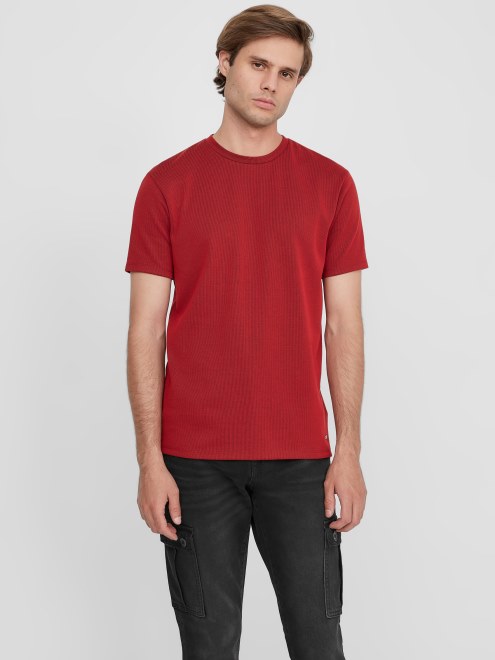 Camiseta Acanalada Russle Varsity Red Guess