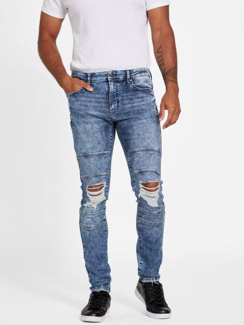 Jeans Eco Gasol Moto Skinny Medio Destruidos Guess