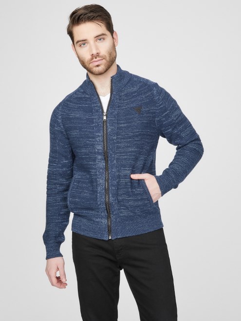 Chet Marled Jersey Cuello Alto Seda Azul Supongo