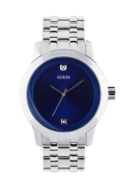 Reloj De Vestir Con Diamantes En Tono Plateado Y Azul De Guess Sin Color