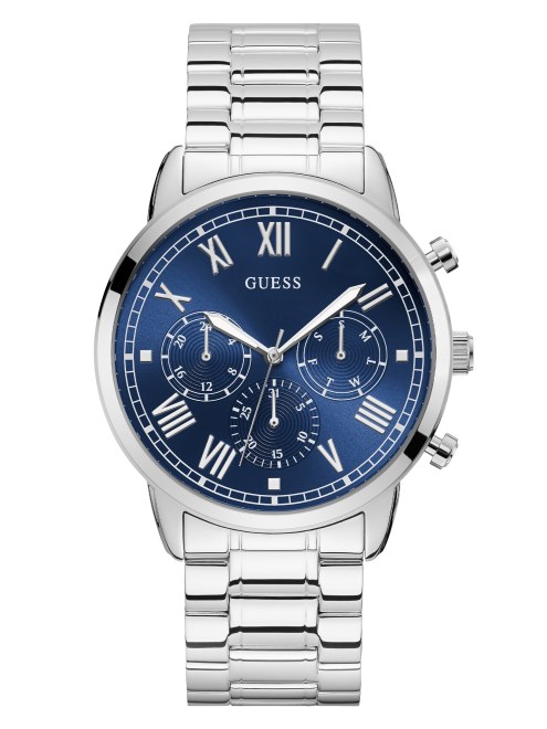 Reloj Multifunción Guess Plateado Y Azul Plateado