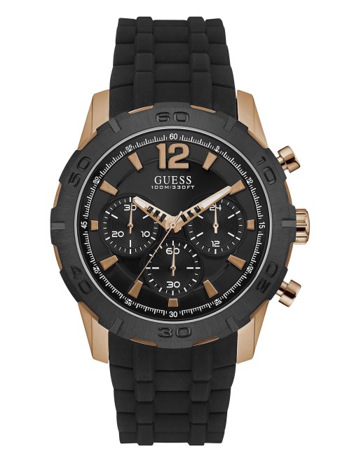 Reloj De Silicona En Tono Oro Rosa Y Negro Adivinar Sin Color